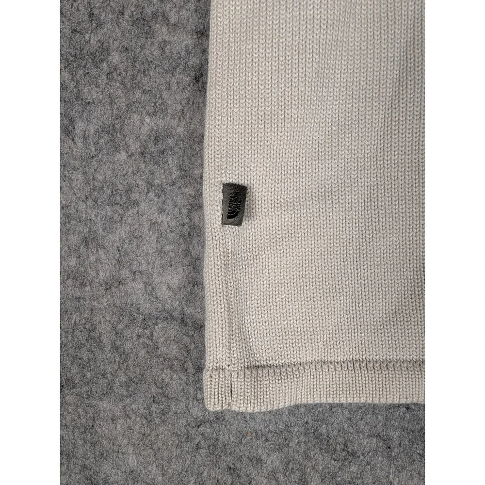 The North Face Mens Knit A5 Sweater White Olive Green Stripes Logo L -stain/snag